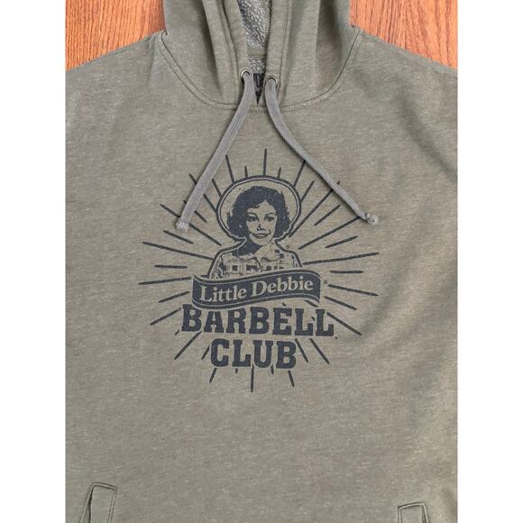 Little Debbie Barbell Club Hoodie Green Sherpa Lined Sweatshirt Men’s Size Large - Picture 2 of 5